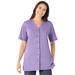 Plus Size Women's 7-Day Short-Sleeve Baseball Tunic by Woman Within in Soft Iris (Size 14/16)