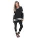 Plus Size Women's Mesh Colorblock Lounge Set by Roaman's in Black White (Size 18/20) Matching Long Sleeve Shirt and Leggings