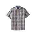 Men's Big & Tall Short-Sleeve Plaid Sport Shirt by KingSize in Grey Plaid (Size 3XL)