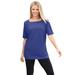 Plus Size Women's Perfect Elbow-Sleeve Square-Neck Tee by Woman Within in Ultra Blue (Size 2X) Shirt