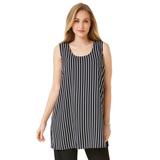 Plus Size Women's Georgette Tunic Tank by Jessica London in Black Classic Stripe (Size 18 W) Top Blouse