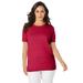 Plus Size Women's Fine Gauge Crewneck Shell by Jessica London in Classic Red (Size 22/24) Short Sleeve Sweater