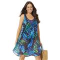 Plus Size Women's Quincy Mesh High Low Cover Up Tunic by Swimsuits For All in Green Palm (Size 10/12)