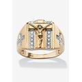 Men's Big & Tall 18K Gold over Sterling Silver Genuine Diamond Crucifix Ring by PalmBeach Jewelry in Gold (Size 11)