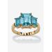 Women's Yellow Gold-Plated Simulated Emerald Cut Birthstone Ring by PalmBeach Jewelry in December (Size 6)