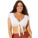 Plus Size Women's Tie Front Cup Sized Cap Sleeve Underwire Bikini Top by Swimsuits For All in White (Size 26 G/H)