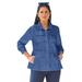 Plus Size Women's Peplum Denim Jacket by Jessica London in Medium Stonewash (Size 24 W) Feminine Jean Jacket