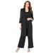 Plus Size Women's Three-Piece Lace & Sequin Duster Pant Set by Roaman's in Black (Size 42 W) Formal Evening
