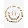 Women's Crystal & Gold Link Necklace, Bracelet & Earring Set by PalmBeach Jewelry in Gold