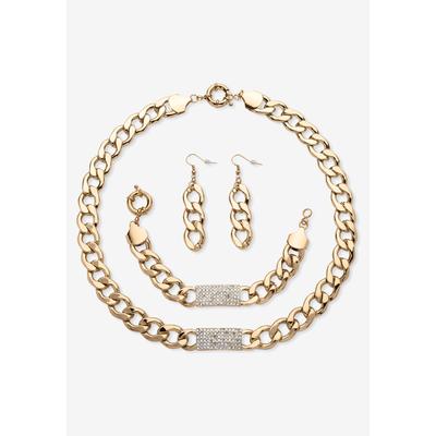 Women's Crystal & Gold Link Necklace, Bracelet & E...
