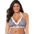 Plus Size Women's Avenger Halter Bikini Top by Swimsuits For All in Foil Black Lace Print (Size 22)