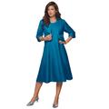 Plus Size Women's Fit-And-Flare Jacket Dress by Roaman's in Peacock Teal (Size 22 W) Suit