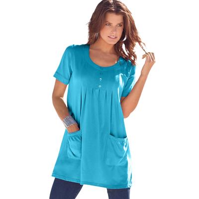 Plus Size Women's Two Pocket Soft Knit Tunic by Roaman's in Ocean (Size 4X) Long T-Shirt