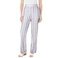 Plus Size Women's Straight Leg Linen Pant by Woman Within in Deep Cobalt Stripe (Size 12 WP)