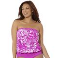 Plus Size Women's Bandeau Blouson Tankini Top by Swimsuits For All in Beach Rose Palm (Size 12)