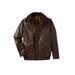 Men's Big & Tall Leather Flight Bomber Jacket by KingSize in Brown (Size 4XL)