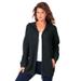 Plus Size Women's Classic-Length Thermal Hoodie by Roaman's in Black (Size 6X) Zip Up Sweater