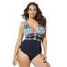 Plus Size Women's Plunge One Piece Swimsuit by Swimsuits For All in Engineered Navy (Size 22)