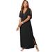 Plus Size Women's Stretch Knit Cold Shoulder Maxi Dress by Jessica London in Black (Size 12 W)