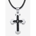 Men's Big & Tall Stainless Steel Lord's Prayer Cross Pendant by PalmBeach Jewelry in Stainless Steel