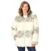 Plus Size Women's Faux Fur Snowflake Print Hooded Jacket by Woman Within in Ivory Winter Fair Isle (Size 4X)