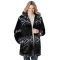 Plus Size Women's Faux Fur Snowflake Print Hooded Jacket by Woman Within in Black Winter Fair Isle (Size 5X)