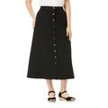 Plus Size Women's Perfect Cotton Button Front Skirt by Woman Within in Black (Size 24 W)