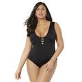 Plus Size Women's Strappy Scoopneck One Piece Swimsuit by Swimsuits For All in Black (Size 4)