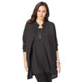 Plus Size Women's Georgette Button Front Tunic by Jessica London in Black (Size 14 W) Sheer Long Shirt