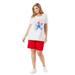 Plus Size Women's 2-Piece Knit Tee and Short Set by Woman Within in Vivid Red Americana Stars (Size 38/40) Sweatsuit
