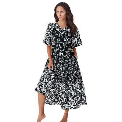 Plus Size Women's Tiered Print Lounger by Only Necessities in Black Floral (Size L)