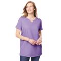 Plus Size Women's Perfect Short-Sleeve Keyhole Tee by Woman Within in Soft Iris (Size 30/32) Shirt