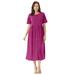 Plus Size Women's Button-Front Essential Dress by Woman Within in Raspberry Polka Dot (Size 2X)