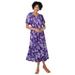 Plus Size Women's Short-Sleeve Button-Front Dress by Woman Within in Radiant Purple Tossed Bouquet (Size 22 W)