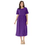 Plus Size Women's Button-Front Essential Dress by Woman Within in Radiant Purple Polka Dot (Size 3X)