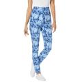 Plus Size Women's Stretch Cotton Printed Legging by Woman Within in Blue Tie Dye (Size L)