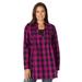 Plus Size Women's Layered-Look Tunic by Woman Within in Raspberry Small Buffalo Plaid (Size L)