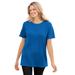 Plus Size Women's Thermal Short-Sleeve Satin-Trim Tee by Woman Within in Bright Cobalt (Size 4X) Shirt