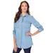 Plus Size Women's Olivia Denim Big Shirt by Roaman's in Light Wash (Size 24 W) Bigshirt