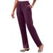 Plus Size Women's Straight-Leg Soft Knit Pant by Roaman's in Dark Berry (Size 5X) Pull On Elastic Waist