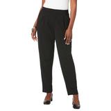 Plus Size Women's Stretch Knit Crepe Straight Leg Pants by Jessica London in Black (Size 20 W) Stretch Trousers