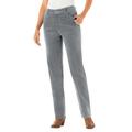 Plus Size Women's Corduroy Straight Leg Stretch Pant by Woman Within in Gunmetal (Size 28 T)