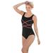 Plus Size Women's Crisscross Front Maillot by Swim 365 in Black Pink (Size 16) Swimsuit