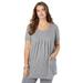 Plus Size Women's Two-Pocket Soft Knit Tunic by Roaman's in Medium Heather Grey (Size L) Long T-Shirt