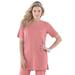 Plus Size Women's Notch-Neck Soft Knit Tunic by Roaman's in Desert Rose (Size 5X) Short Sleeve T-Shirt