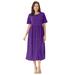 Plus Size Women's Button-Front Essential Dress by Woman Within in Radiant Purple Polka Dot (Size 5X)