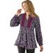 Plus Size Women's Button-Front Mixed Print Tunic by Woman Within in Black Rose Garden (Size L)