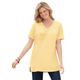 Plus Size Women's Perfect Short-Sleeve Shirred V-Neck Tunic by Woman Within in Banana (Size L)