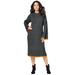 Plus Size Women's Swing Sweater Dress by Roaman's in Dark Charcoal (Size 14/16) Mock Turtleneck Wide Sleeves