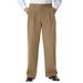 Men's Big & Tall Wrinkle-Free Double-Pleat Pant with Side-Elastic Waist by KingSize in Dark Khaki (Size 64 38)